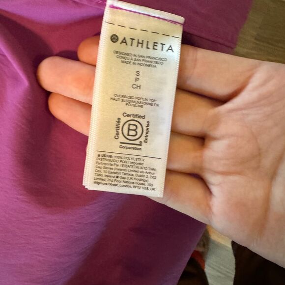 Athleta Magenta Oversized Poplin Top - Picture 2 of 6